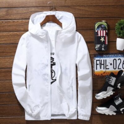 Men's Hooded Lightweight Jacket Hooded Windbreaker Outwear Zipper Rain Jacket