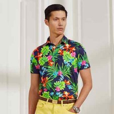 Purple Labe Ralph Lauren Hawaiian Floral Beach Yacht Polo Shirt Businessman XS