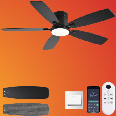 52'' Ceiling Fan with Lights, Remote/APP Control, Reversible Motor, Dimmable LED