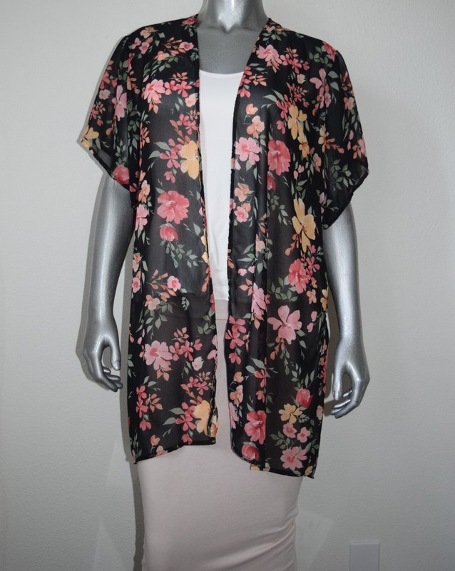 AMBIANCE OPEN FRONT KIMONO COVER - MULTI COLOR - MEDIUM