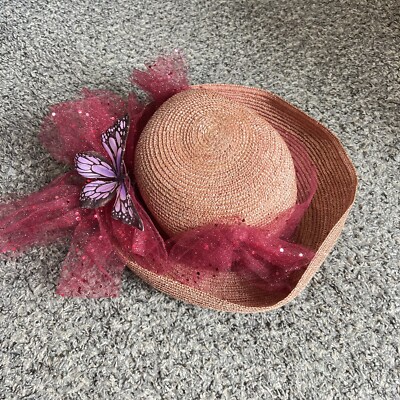 Eric Javits New York Women\'s Straw Hat Brown Tan w/ Ribbon And Butterfly Straw Eric Javits New York Women main image 2