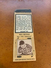 1935 New York Americans Tan Hockey Matchbook Bill Brydge