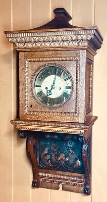 Antique English Double-Fusee Wall Clock w/Carved Georgian Style Case - 1790-1810