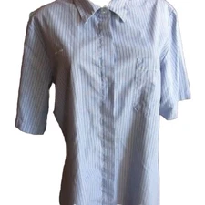 Vintage 1980s Womens Mechanic Shirt Large 14 Sears Hercules Work Blue Striped