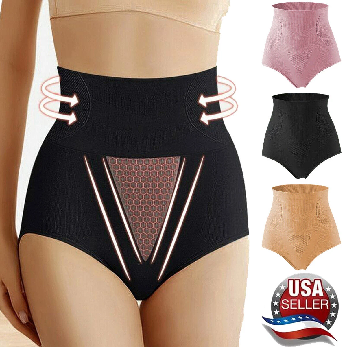 3 Pack Womens High Waist Body Shaper Underwear Tummy Control Slimming  Panties