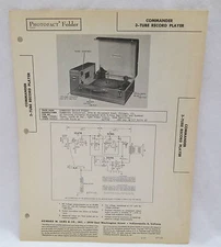 Howard W Sams Photofact Folder Commander 3-Tube Record Player Radio Parts Manual