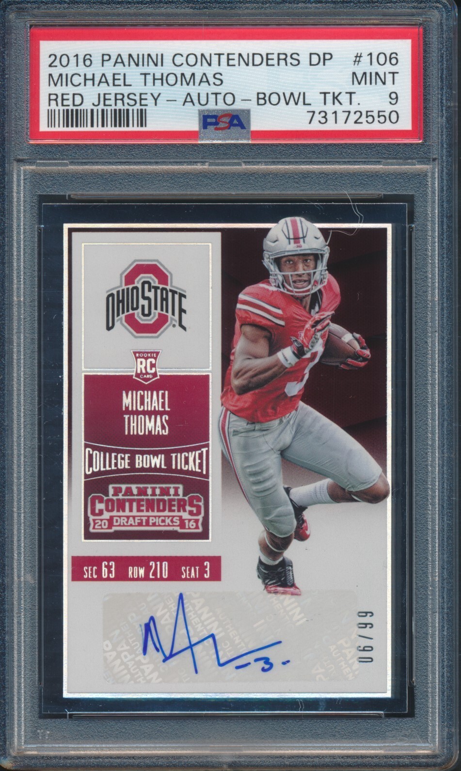 Michael Thomas Panini Contenders Draft Picks #106 Red Jersey-Autograph-Bowl Ticket