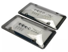 4set Clear License Plate Carbon Fiber Frame Cover Shield Car Truck