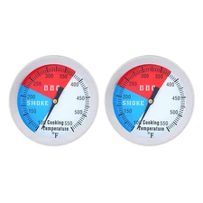 2PCS BBQ Thermometer Gauge, 2 Inch 550F Grill Indicator Temperature for Charcoal