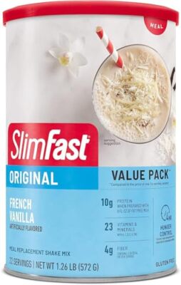 SlimFast Meal Replacement Powder, Original French Vanilla Shake Mix 22 Servings