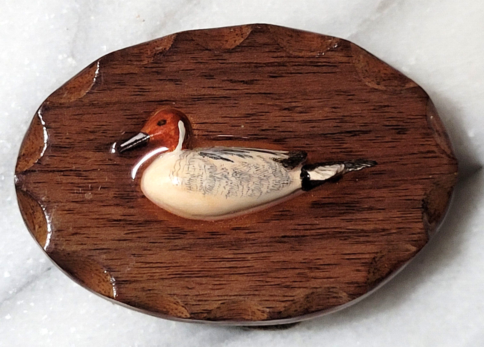 OOAK  Inlaid Redhead Duck Handmade Small Wood Rai… - image 17