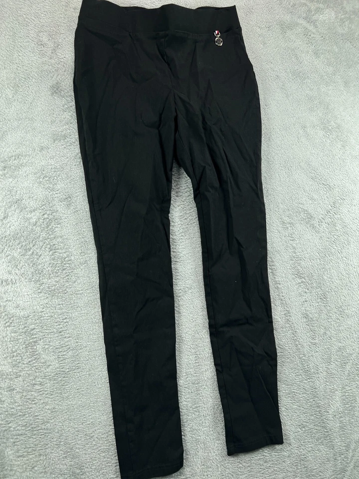 Calça Feminina 4 Tommy Hilfiger Preta Magra Elástica Puxar Cintura Média Logotipo - Imagem 2 de 4