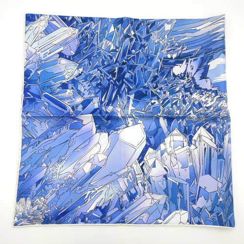 Auth Hermes Carré 90 La Vallee de Cristal Silk Scarf W/Box BA040057 - Picture 12 of 20