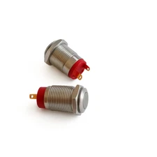 2 Pcs 12mm momentary push button switch HIgh Head  250V metal reset