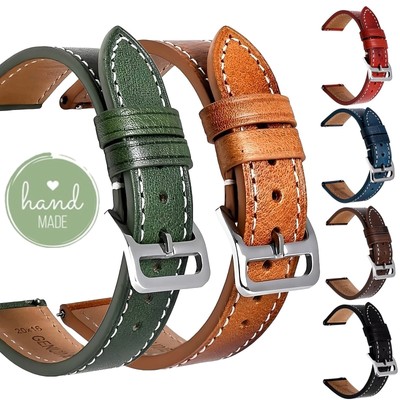 Premium ECHTLEDER Uhrenarmband Ersatz Uhr Handgenäht Vintage 18 | 20 | 22 mm