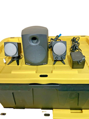 Boston Acoustics BA745 3-Piece Powered Speaker System w/ Subwoofer   Works !