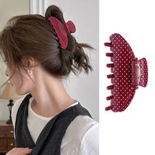 Valentines Hair Clips Polka Dots Hair Claw Clip Acrylic French Non-Slip Hair ...