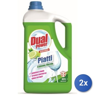 2x Bundle Dual Power Geschirrspülmittel Lt 5 Zitronengrün
