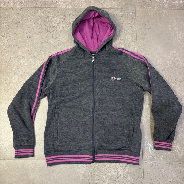 Billiongroup Full Zip Hoodie Women's XL Grey Pink Embroidered Casual