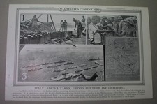 Affiche actualité 1935 : GUERRE de l'ITALIE contre l'ETHIOPIE - Sélassie ; Prélude à la Seconde Guerre mondiale
