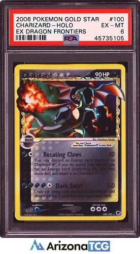 Pokemon 2006 Charizard 100/101 Holo Gold Star EX Dragon Frontiers PSA 6