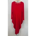 NWT IC COLLECTION Connie K Long Sleeve Scoop Dress Asymmetric Midi Red 2X Plus
