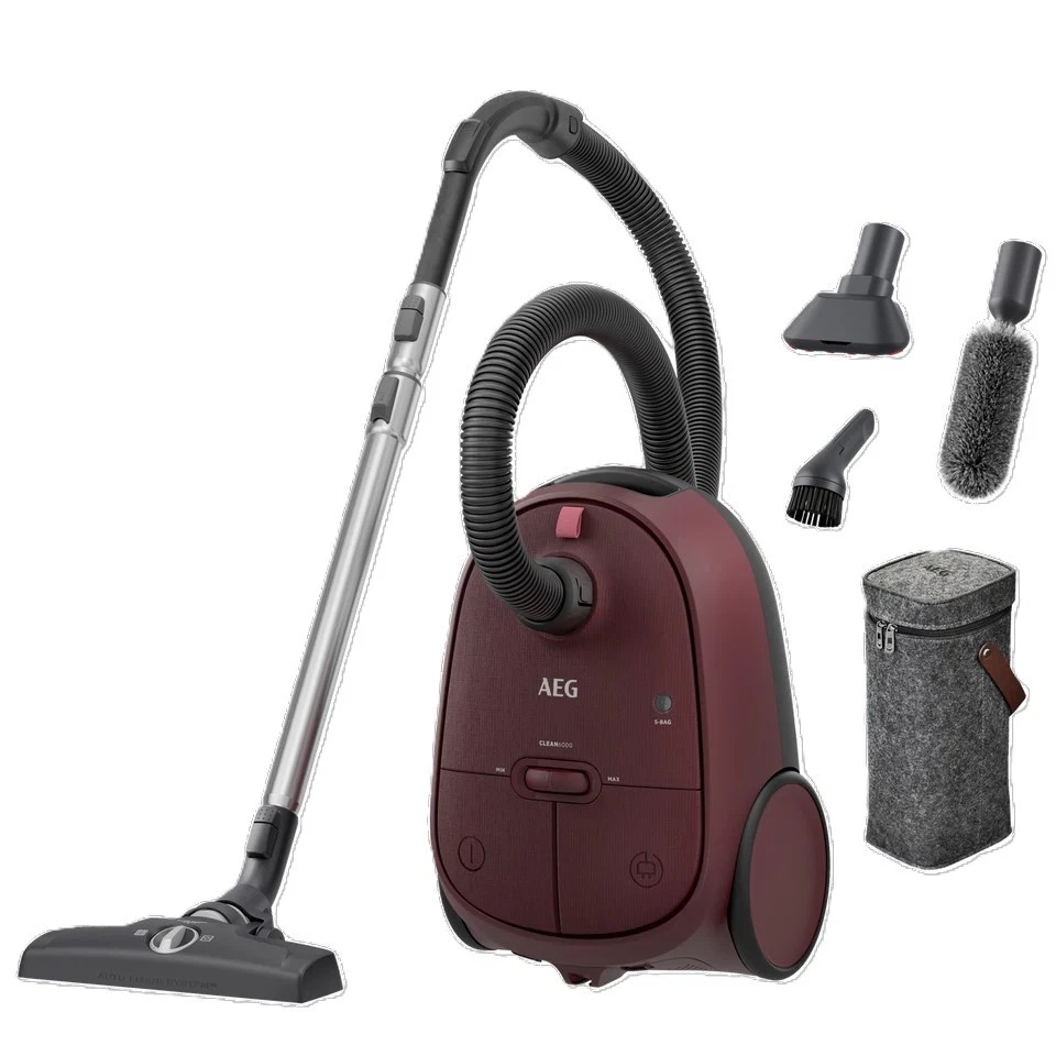 AEG CLEAN 6000 Staubsauger mit Beutel AB61CDRTD Softräder 12m Radius Dark Red