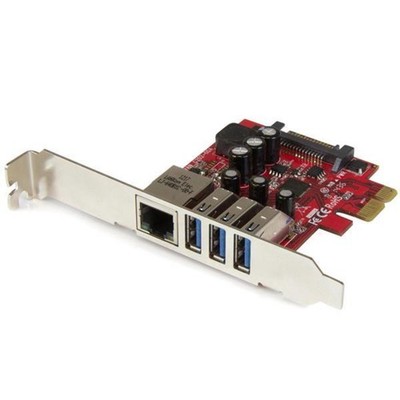 StarTech.com 3 PORT PCIE USB 3.0 CARD + Gigabit LAN PCIe-Combo-Karte Neu OVP