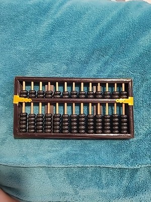 Chinese Abacus Wooden and Brass Lotus Flower Pattern, 13 Rods, 91 Beads