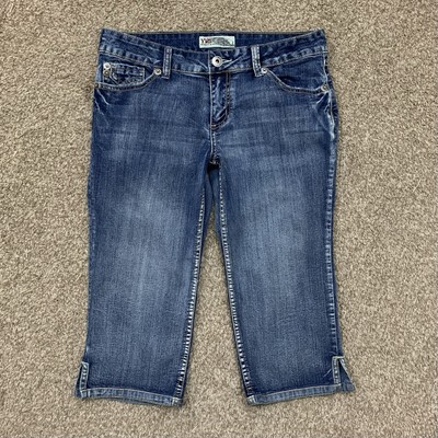 Vintage YMI Jeans Juniors 9 Capri Denim Low Rise Stretch Distressed Y2K Grunge