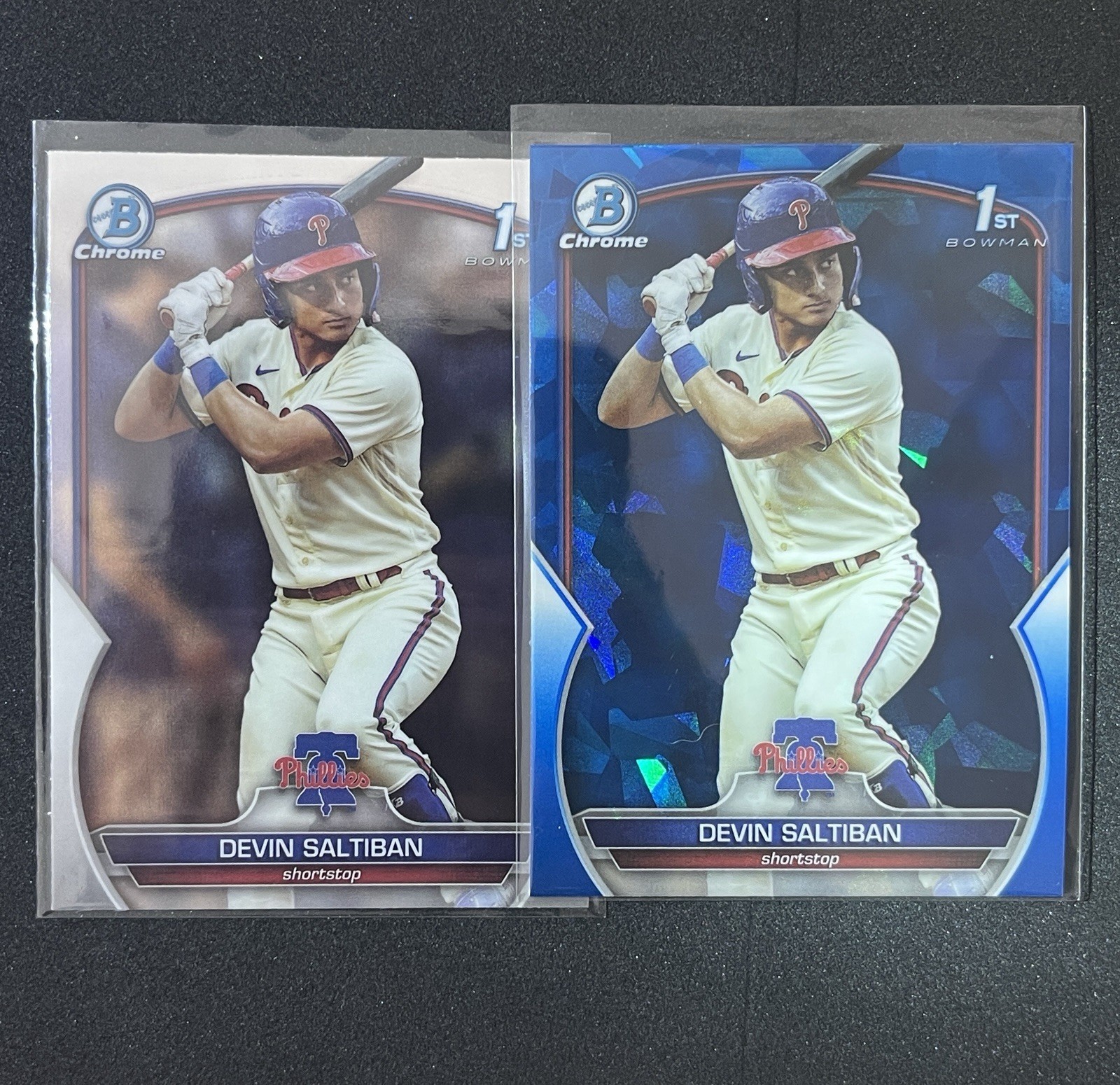 2023 Bowman Draft Sapphire Devin Saltiban 1st Phillies + Base