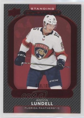 2021 Upper Deck Ovation Rookies Red Standing 38/100 Anton Lundell Rookie RC 04yf
