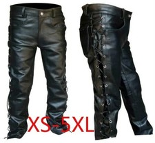 Men's Pants Bikers Side Laces Jean Style Handmade Motorbike Trouser