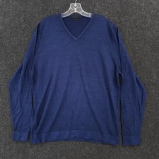 Raffi Sweater Men's XL Blue V Neck Lightweight Extra Fine Merino Wool Italy