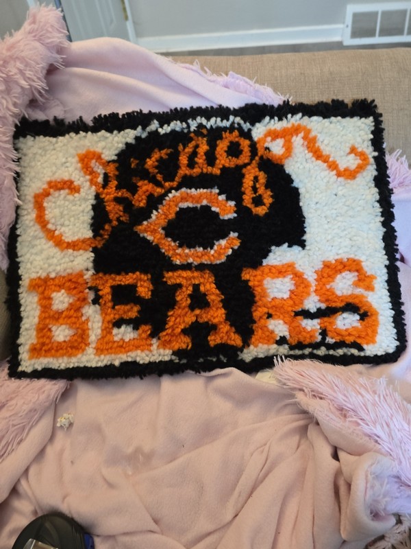 Chicago Bears Latch Hook Art Wall Decor. Approximately  18 By 12 Inch. Hangable.