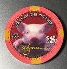 $8 WYNN 2007 CHINESE YEAR PIG LAS VEGAS NEVADA CASINO POKER CHIP — photo 1