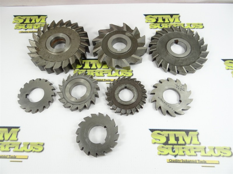 LOT OF 8 ASSORTED HSS MILLING CUTTERS 1/4" TO 3/4" CUT WIDTHS UNION MORSE
