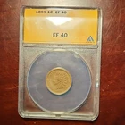 1859 Indian Head Small Cent ANACS EF 40 Copper BN Philadelphia KM#85