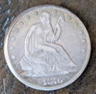 1876-P Seated Liberty Half Dollar 50c Nice Coin 90% Silver As Shown. Fine/VF