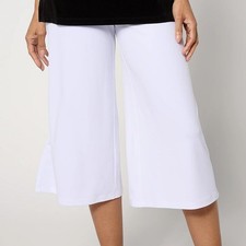 Dennis Basso Size XXS White Regular Italia Knit Wide Leg Crop Pant