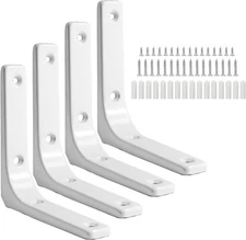 Waziaqoc 4Pcs L Wall Bracket, 4 x 4 Inch Heavy Duty 4 x 4 inch, White 