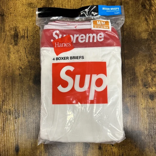 Lot de 4 boxers Supreme blancs taille M slips Hanes sous vêtement créateur neuf authentique
