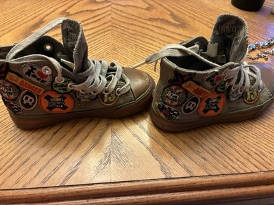 Pom D’Api Kids High Top Sneakers With Patches Green US Size 11 EU 28 Read Des  - Image 1 of 4