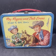 Vintage 1957 Roy Rogers Dale Evans Double R Bar Ranch Metal Lunch Box Cowboy 3