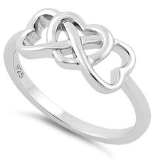 925 Sterling Silver Infinity Hearts Ring