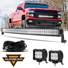 Roof 50 Curved Led Light Bar Fog Pods Kit For Chevy Silverado Gmc Sierra 07-13