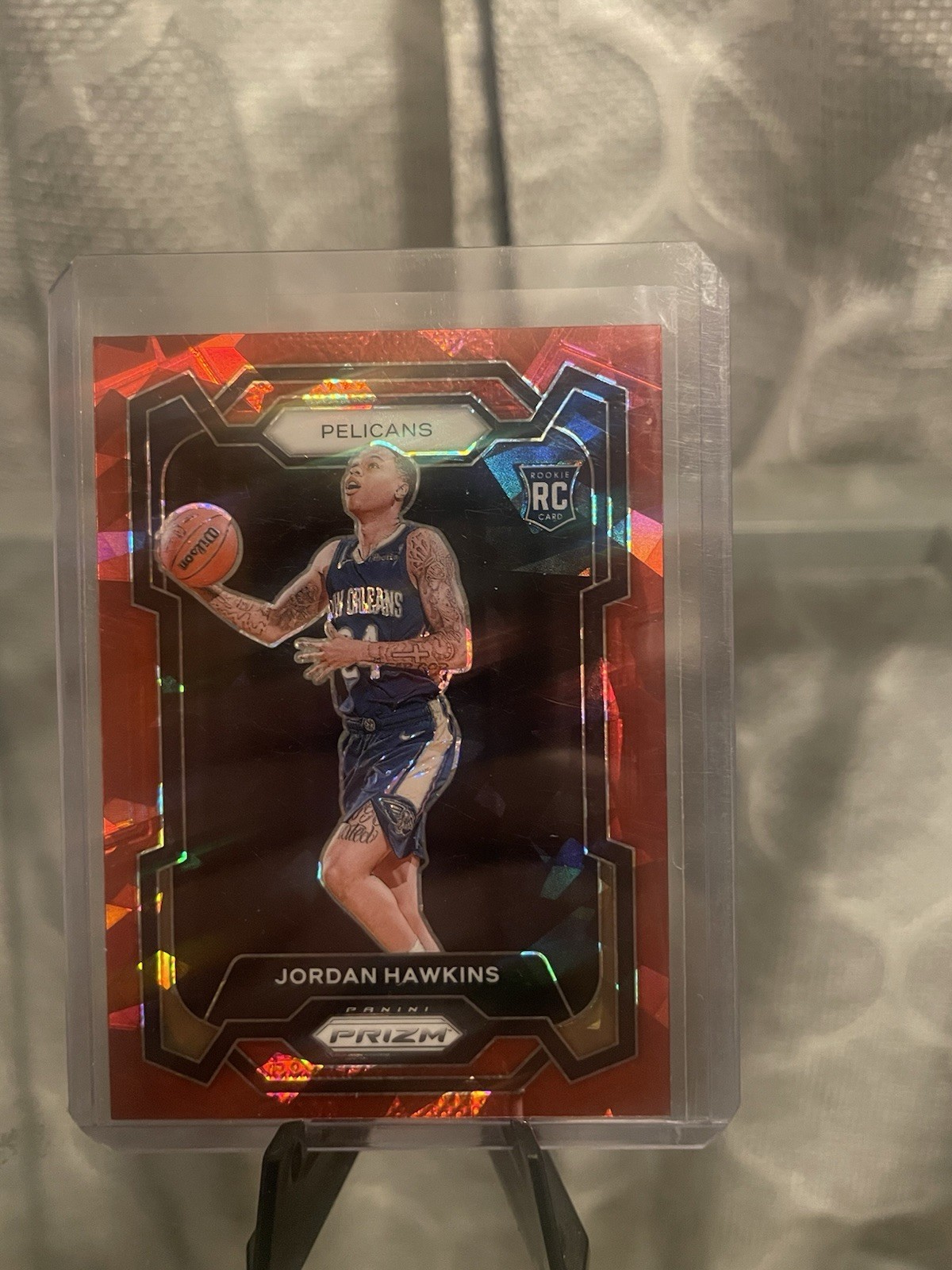 Jordan Hawkins 2023-24 Panini Prizm #130 Red Cracked Ice RC New Orleans Pelicans