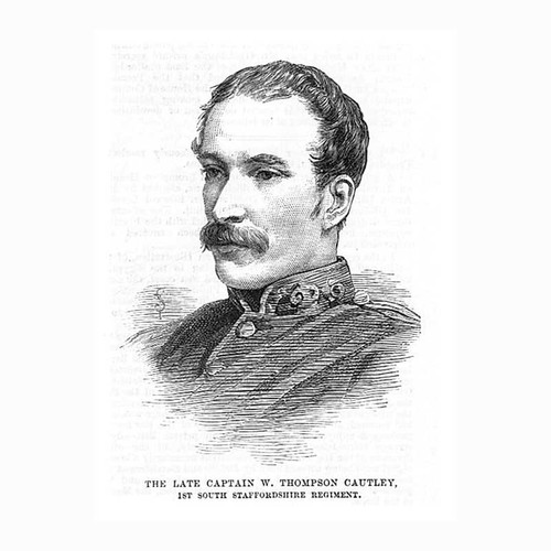 Captain W Thompson Cautley 1st South Staffs Regiment - Antique Print 1883