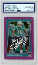 Jaelan Phillips Signed 2021 Donruss Optic Preview - Pink Rookie Card RC #336 PSA