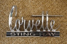 1966-67 Corvette Sting Ray Deck Emblem Rear Trunk Lid Hood 3873776 1966-67 Corvette Sting Ray Deck Emblem Rear Trunk Lid Hood 3873776